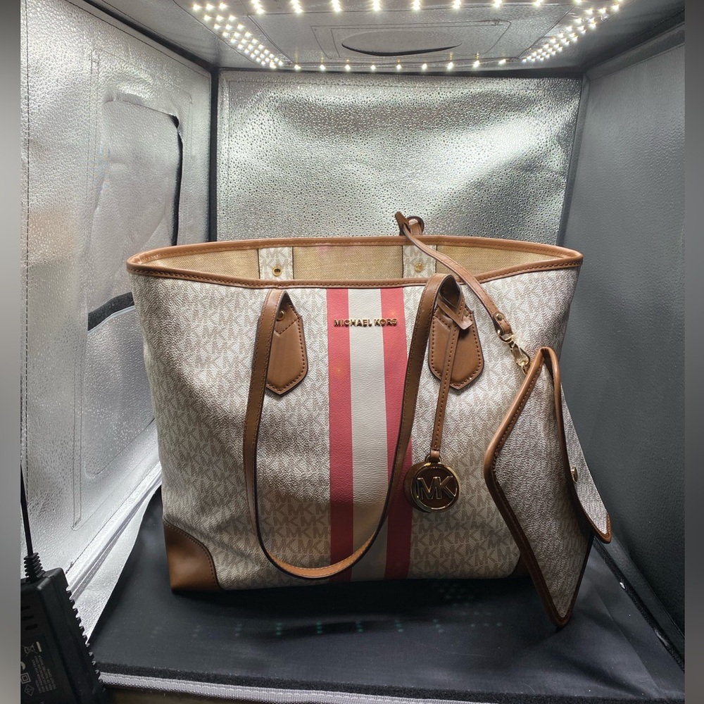 656 Michael Kors stripe tote shopper EVA Preowned